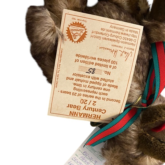 Hermann Century Bear Numbered Limited Furry Collector Item New - Picture 7 of 11